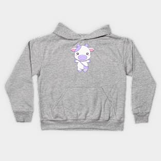 Purple Standing Cow Kids Hoodie